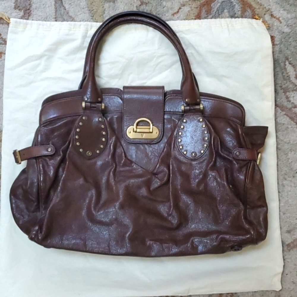 Frye Large Pleated Stud Satchel